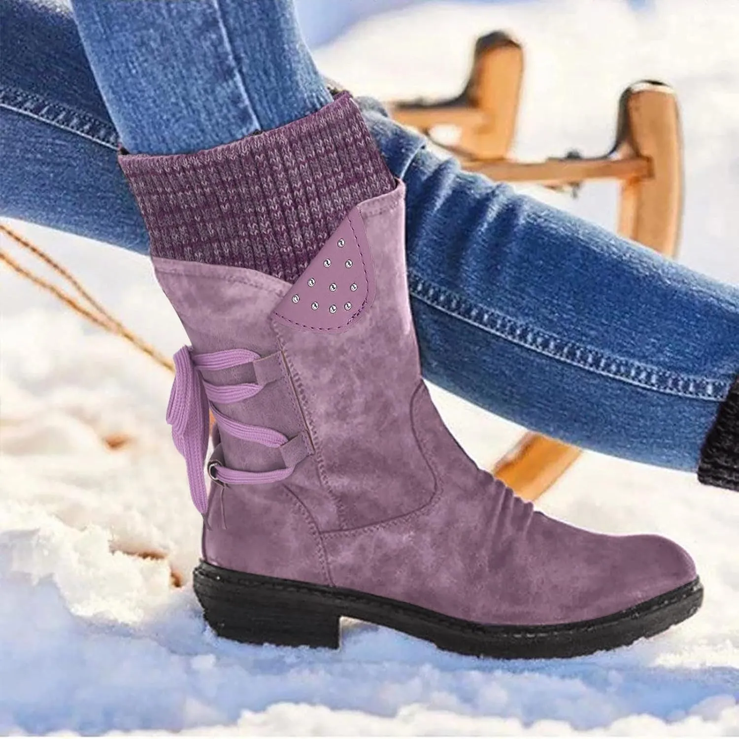 Women's Snow Boots Waterproof Size 12 Women's Duck Boots Waterproof Black Womens Winter Booties Slippers Size 11 Womens Winter Fur Lined Boots Botas De Invierno Para Mujer Para El Agua