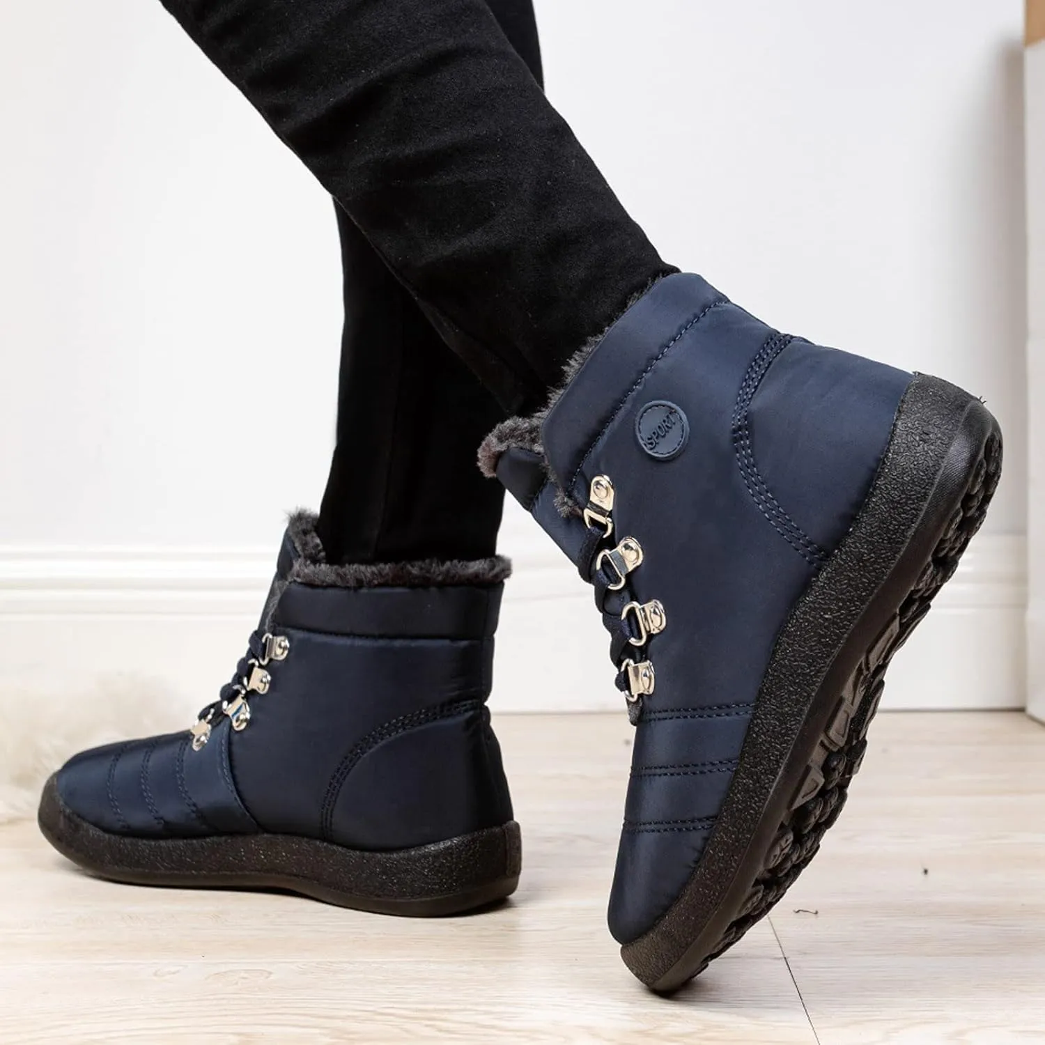 Women's Snow Boots Waterproof Winter Boots Anti-slip Fully Fur Booties Casual Slip on Ankle Boots Comfortable Winter Shoes Trekking Shoes
