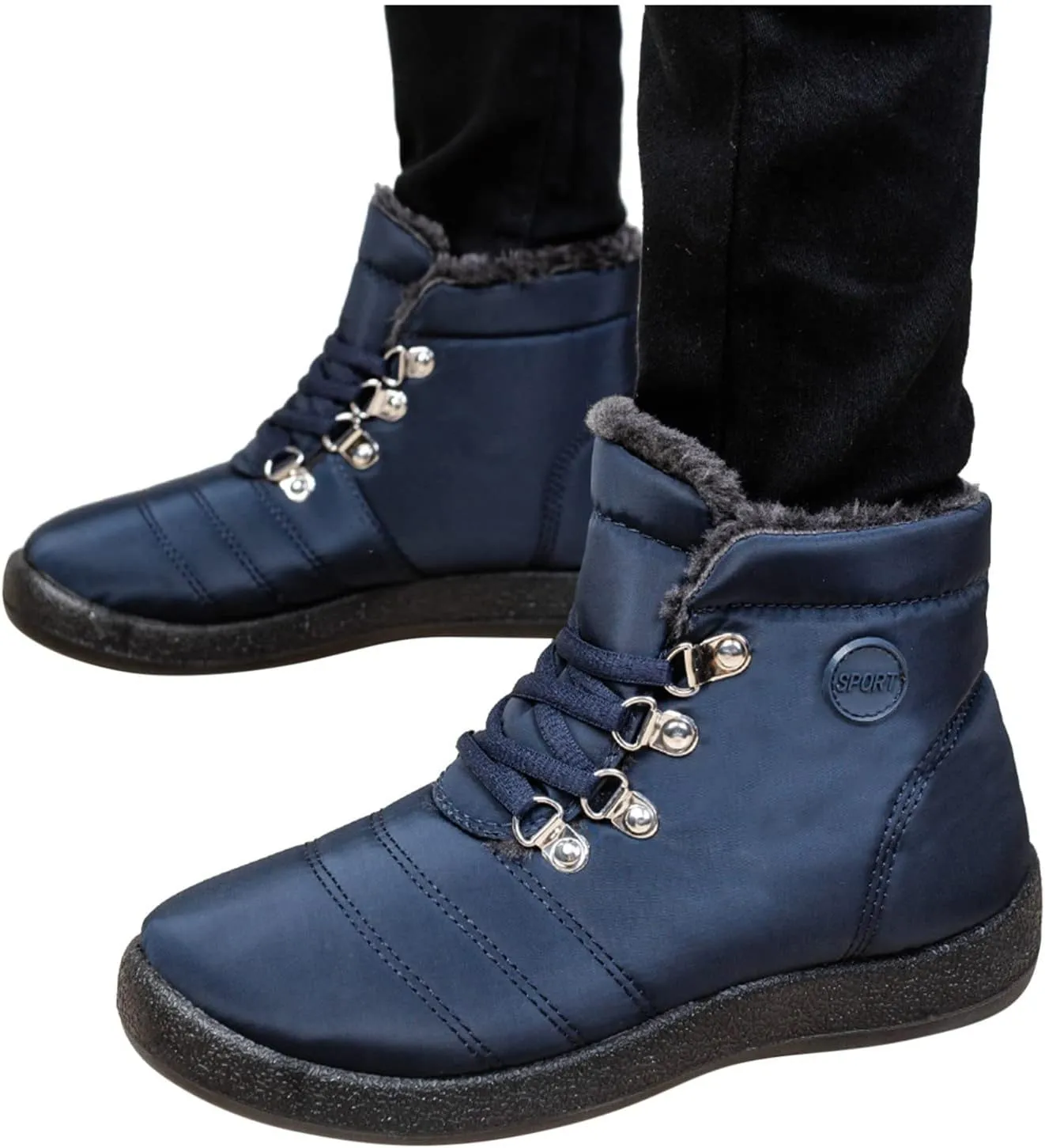 Women's Snow Boots Waterproof Winter Boots Anti-slip Fully Fur Booties Casual Slip on Ankle Boots Comfortable Winter Shoes Trekking Shoes