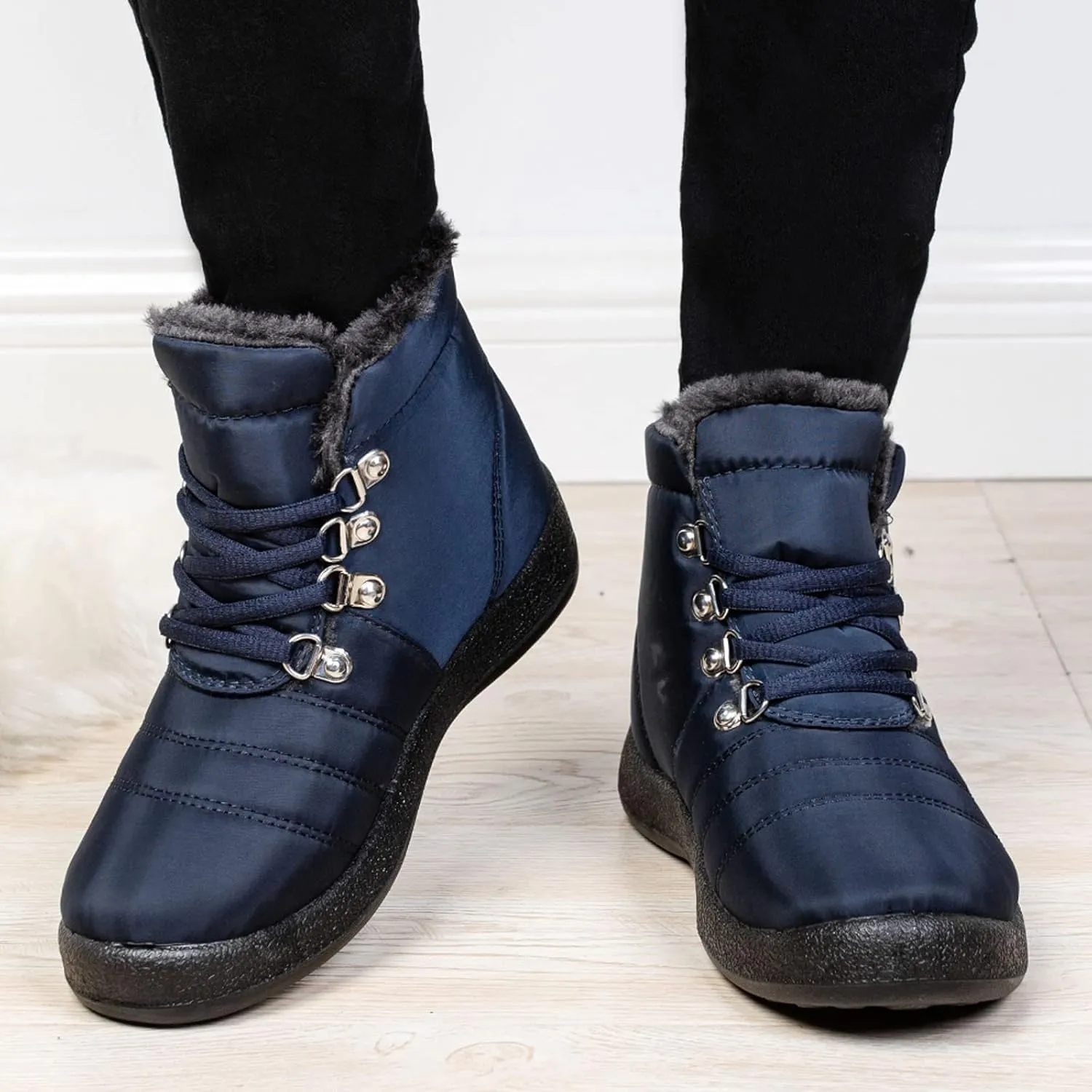 Women's Snow Boots Waterproof Winter Boots Anti-slip Fully Fur Booties Casual Slip on Ankle Boots Comfortable Winter Shoes Trekking Shoes