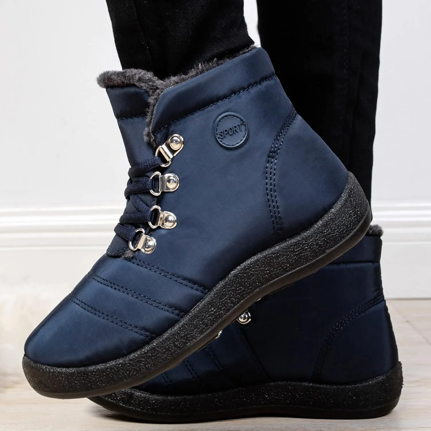 Women's Snow Boots Waterproof Winter Boots Anti-slip Fully Fur Booties Casual Slip on Ankle Boots Comfortable Winter Shoes Trekking Shoes
