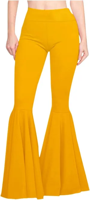 Womens Solid Color High Waist Slim Fit Casual Flared Pants Trousers Yoga Pant Nation