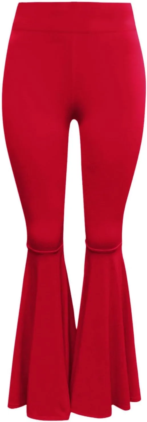 Womens Solid Color High Waist Slim Fit Casual Flared Pants Trousers Yoga Pant Nation