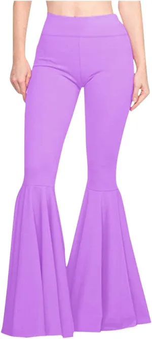Womens Solid Color High Waist Slim Fit Casual Flared Pants Trousers Yoga Pant Nation