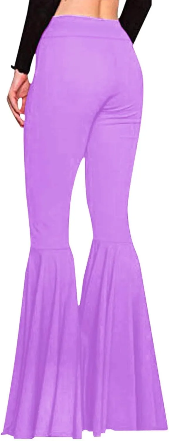 Womens Solid Color High Waist Slim Fit Casual Flared Pants Trousers Yoga Pant Nation