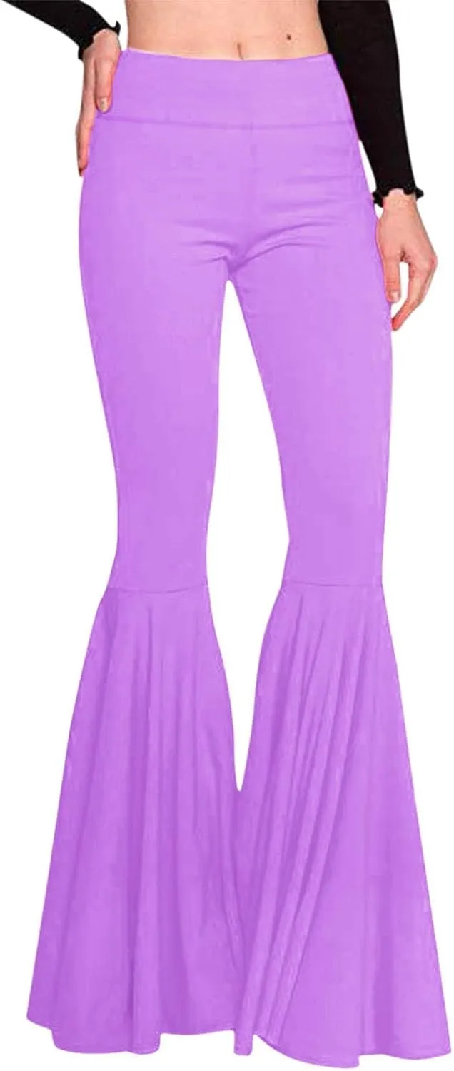 Womens Solid Color High Waist Slim Fit Casual Flared Pants Trousers Yoga Pant Nation