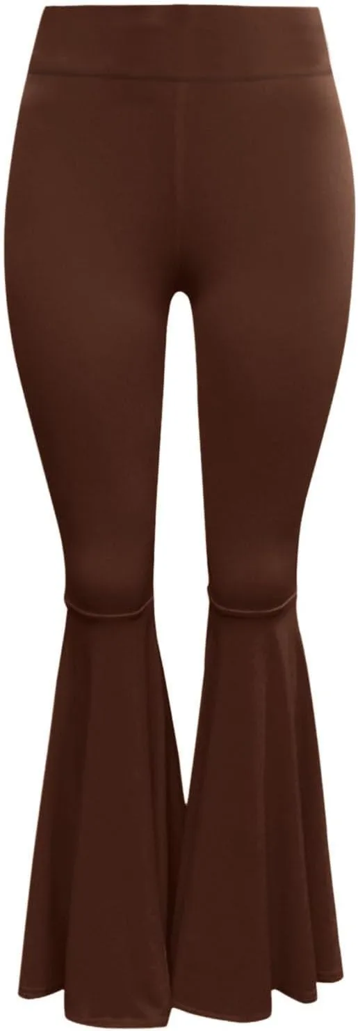 Womens Solid Color High Waist Slim Fit Casual Flared Pants Trousers Yoga Pant Nation