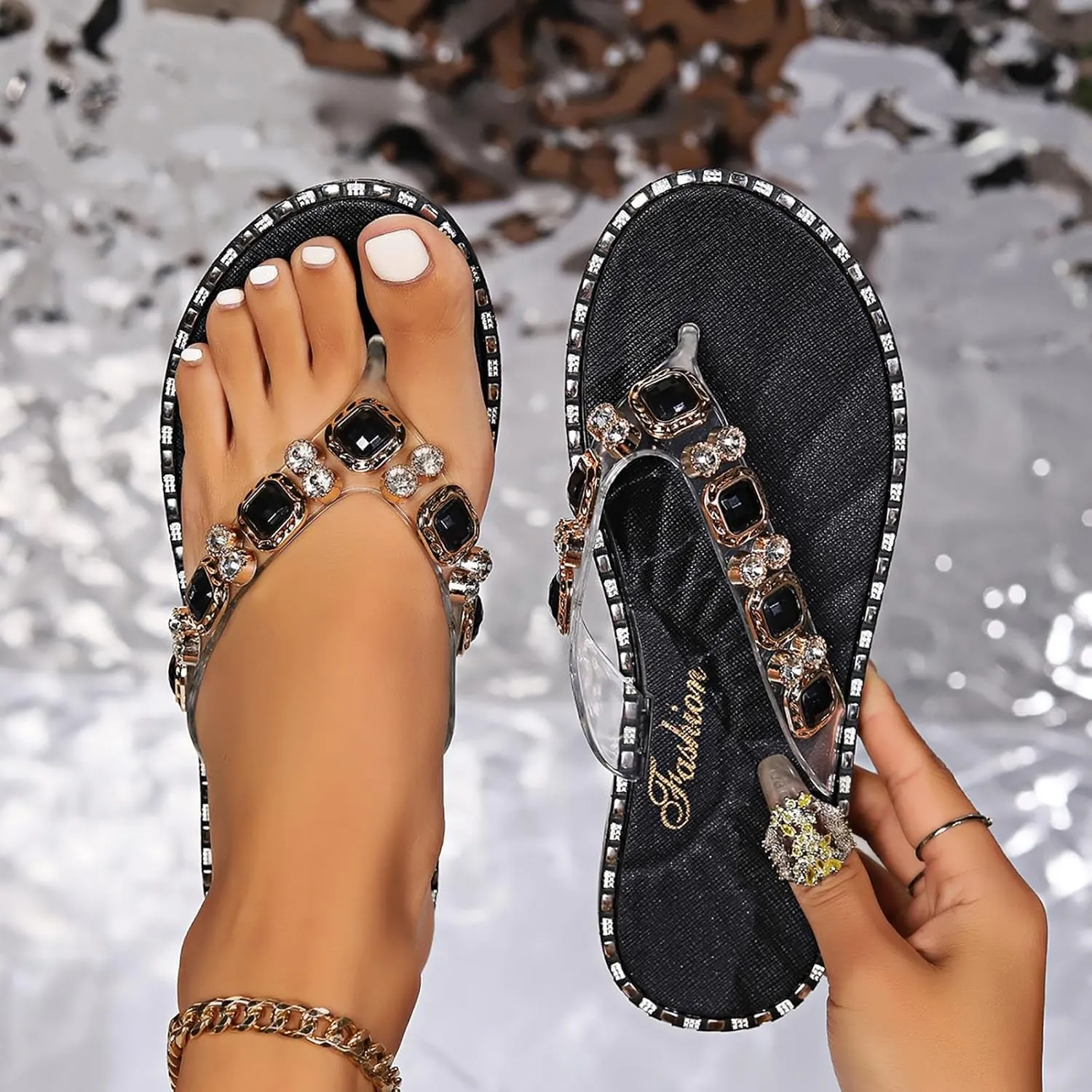Women's Spring and Summer Fashion Toe Flat Water Brick Sandals Casual and Womens Wool Slippers with Arch Support