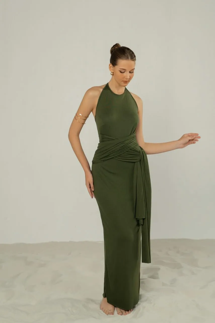 Women's Summer Maxi Sun Dress 2025 Sundresses Sleeveless Halter Neck Flowy Long Boho Dresses Going Out Party Dresses