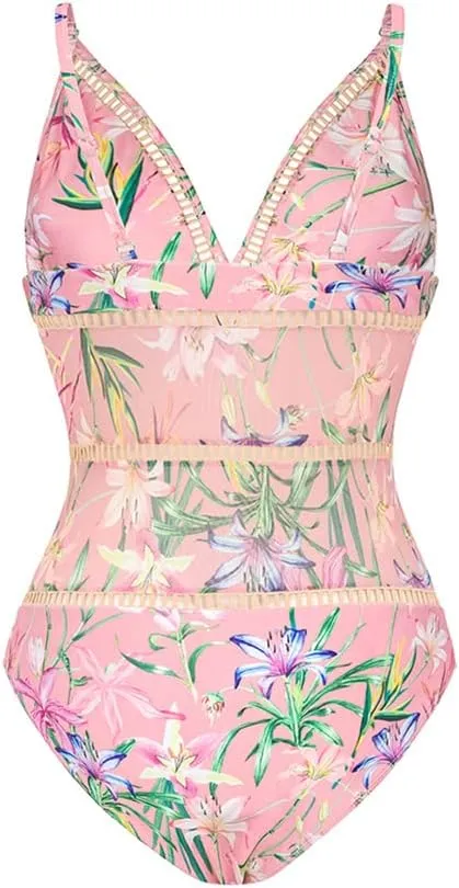 Women's Swimsuit Bodysuit Sleeveless Floral Print One Piece Swimsuit Bathing Suit   Ruffle Skirt, Bikini 2pcs 3pcs Set