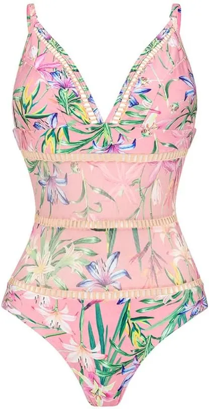 Women's Swimsuit Bodysuit Sleeveless Floral Print One Piece Swimsuit Bathing Suit   Ruffle Skirt, Bikini 2pcs 3pcs Set
