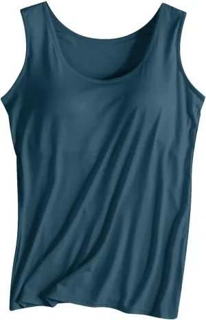 Womens Tank Top with Built in Bra Sleeveless Yoga Workout Shirt Summer Lounge Running Tops Solid Padded Undershirt