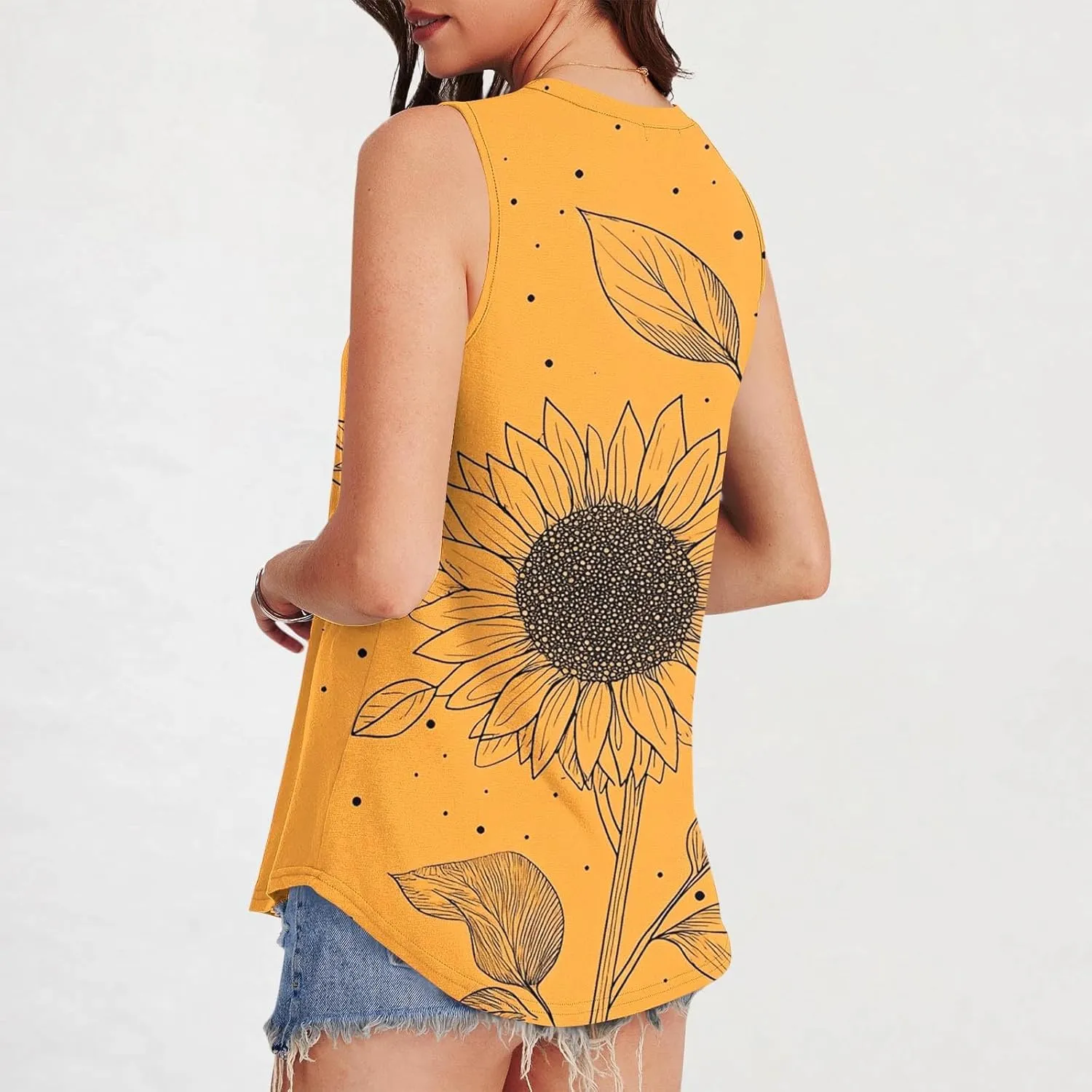 Women's Tank Tops Summer Loose Fit Camisoles Tees Soft Flowy Hem Scoop Neck Tee Blouses Lightweight T-Shirts for Ladies