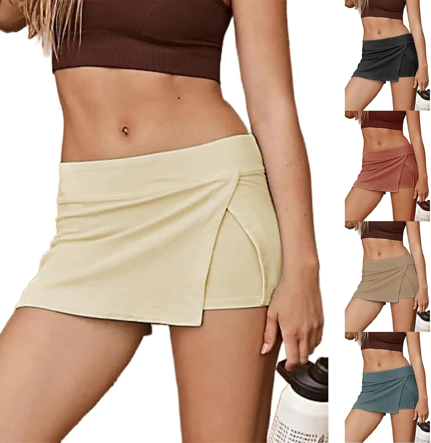 Womens Tennis Skirt with Shorts 2025 Summer Casual Side Split High Waisted Shorts Workout Running Gym Shorts