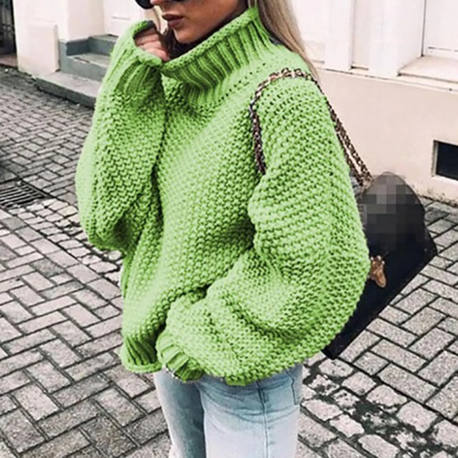Womens Turtleneck Long Sleeve Sweaters Mock Neck Chunky Cable Knit Pullover 2024 Fall Winter Fashion Sweaters