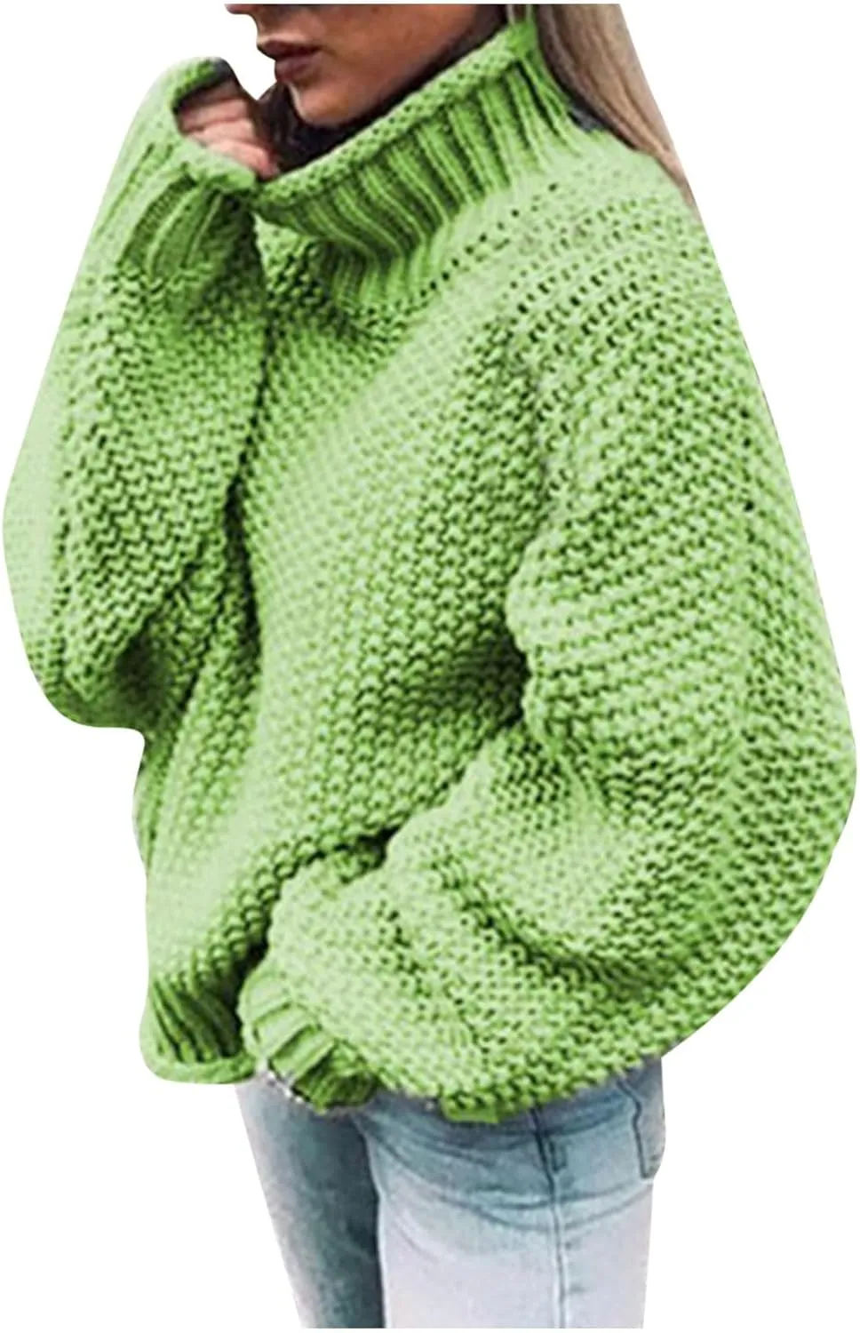 Womens Turtleneck Long Sleeve Sweaters Mock Neck Chunky Cable Knit Pullover 2024 Fall Winter Fashion Sweaters