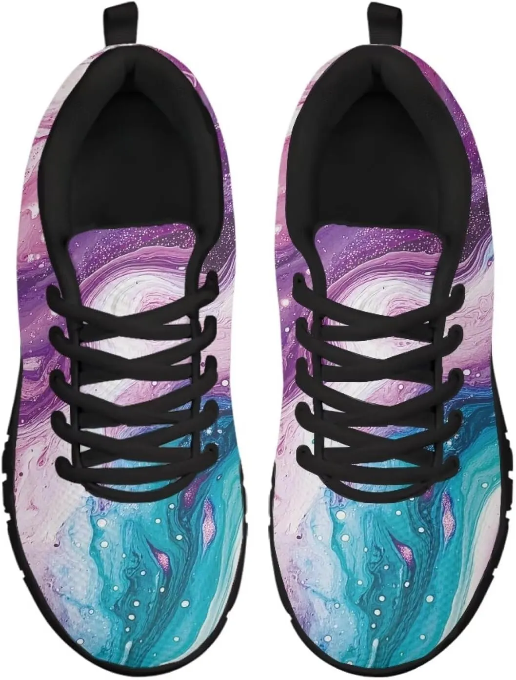 Womens Walking Shoes Non Slip Gym Workout Sneakers Popular Lace-Up Lightweight Comfort Cushion Shoes for Outdoor Size 5-12 Black Sole