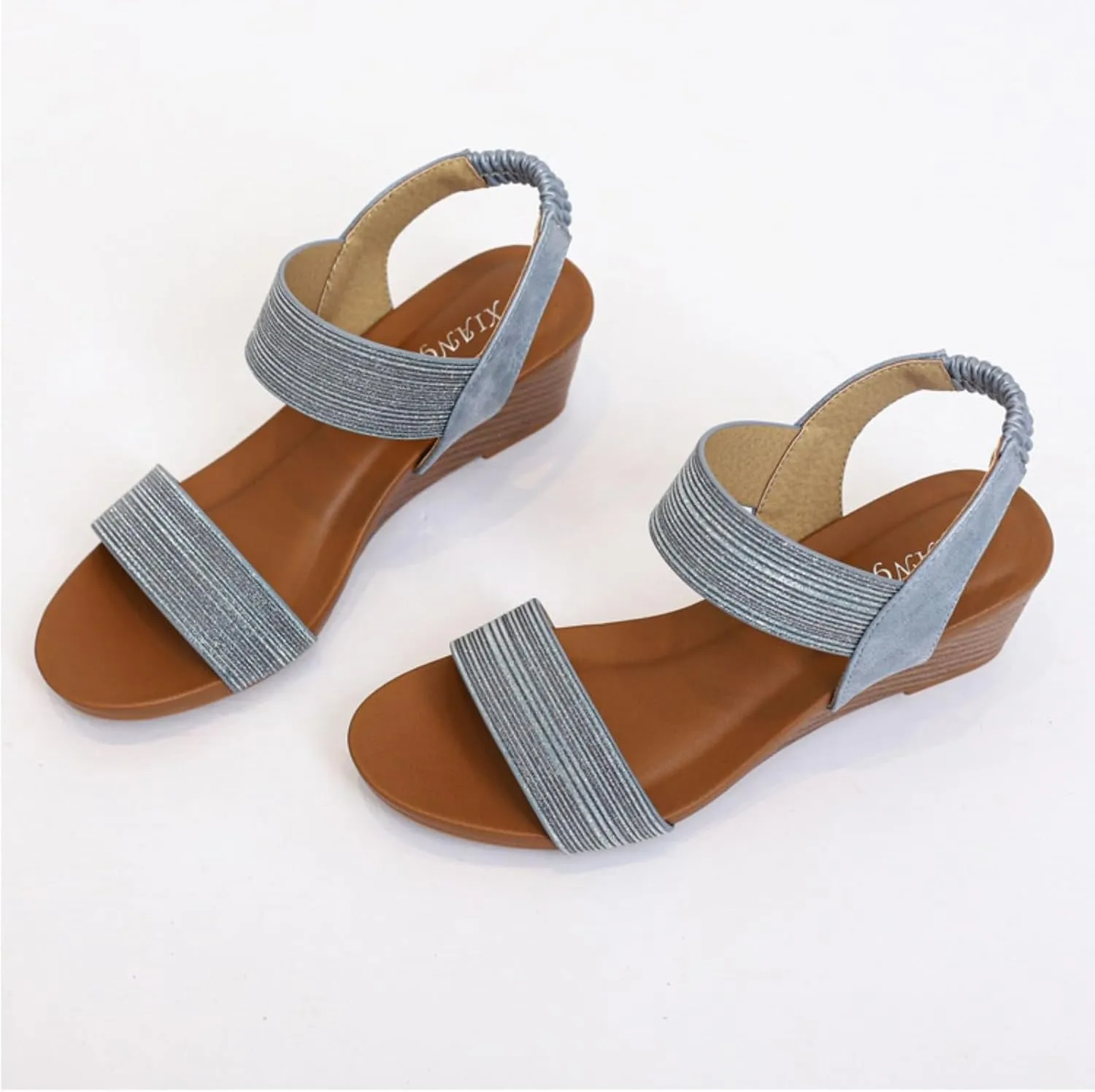 Womens Wedge Sandals Low: Low Wedge Sandals Women Comfortable Dressy Walking Elastic Strappy Open Toe Rhinestone Shoes 2025