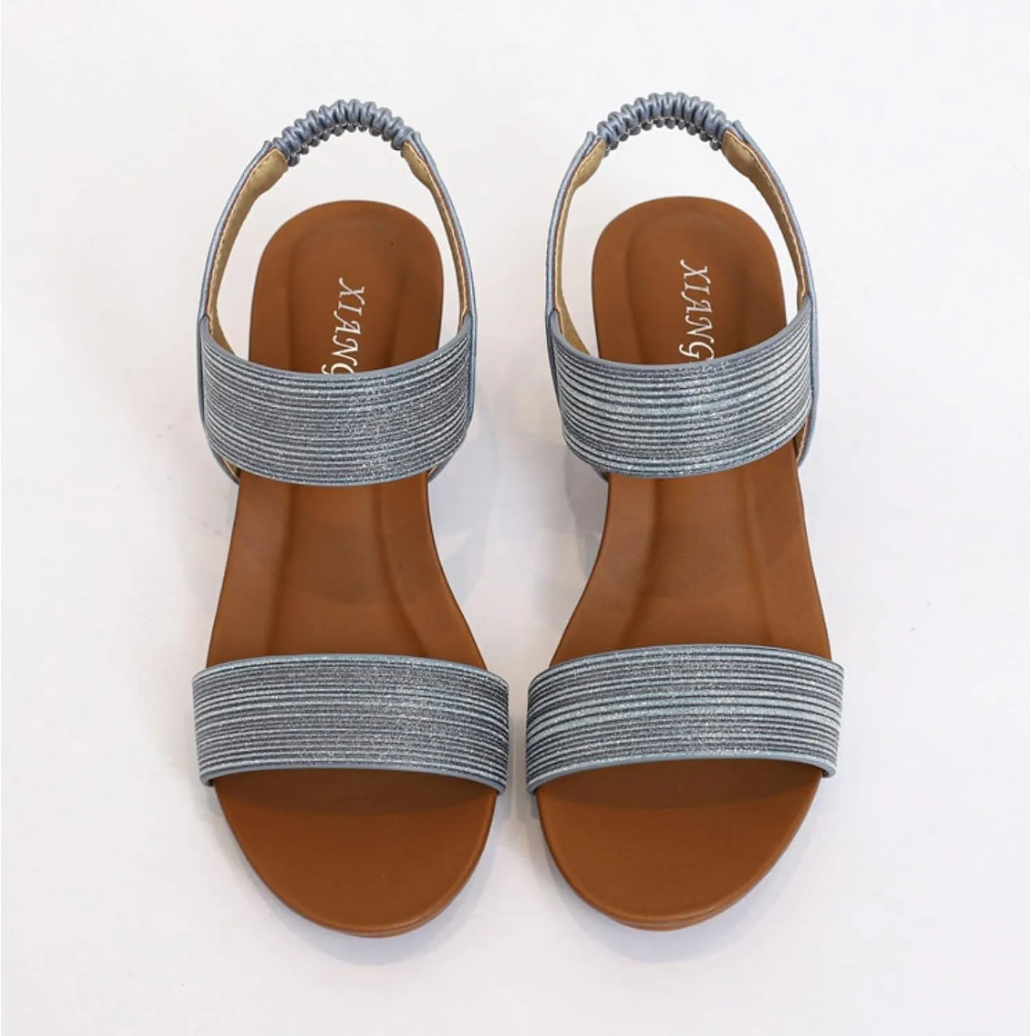 Womens Wedge Sandals Low: Low Wedge Sandals Women Comfortable Dressy Walking Elastic Strappy Open Toe Rhinestone Shoes 2025