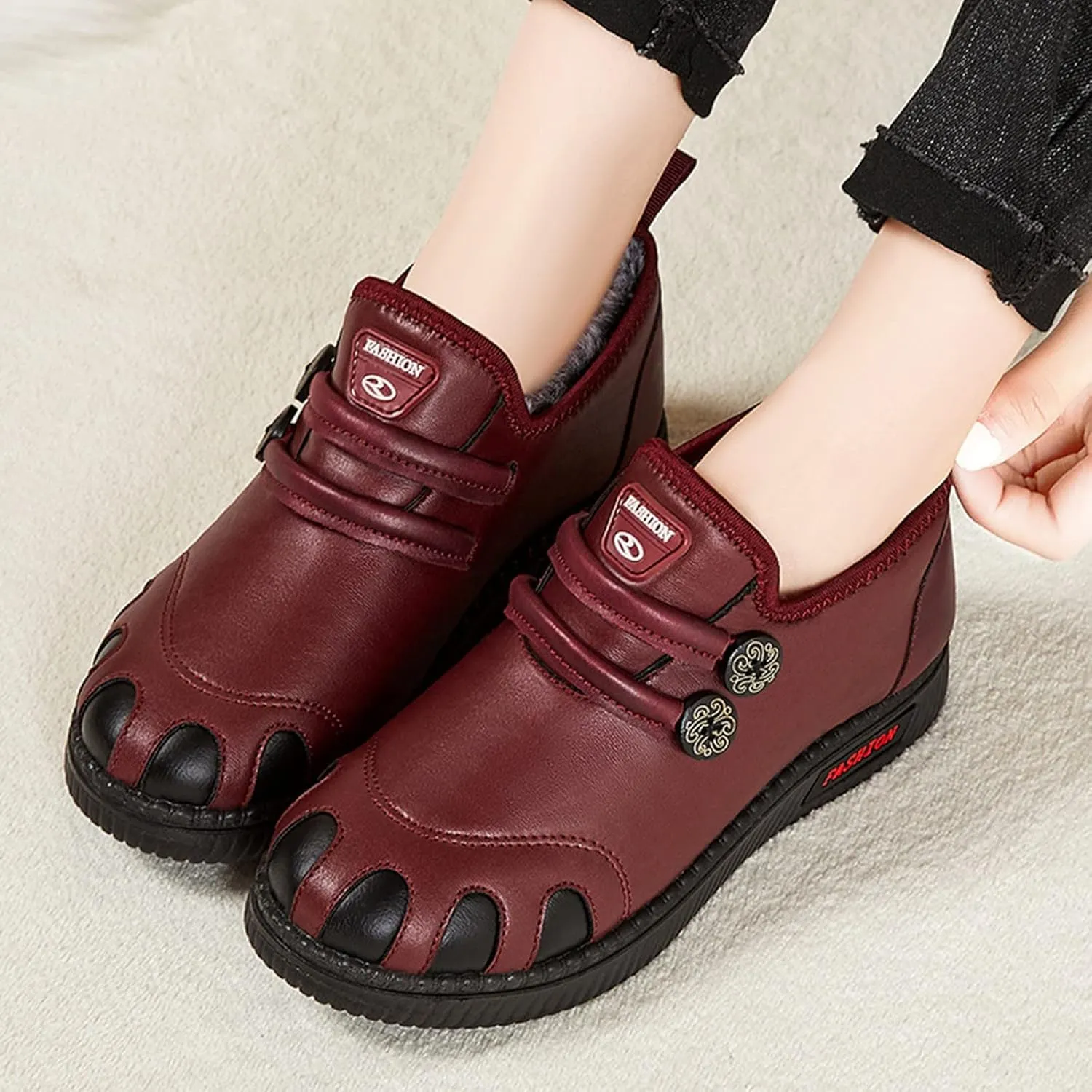 Womens Wide Snow Boots Waterproof Insulated Womens Winter Boots Fur Lined Slip ons Furry Winter Boots for Women Womens Rubber Ankle Boots Waterproof Botas Invierno Mujer Elegantes