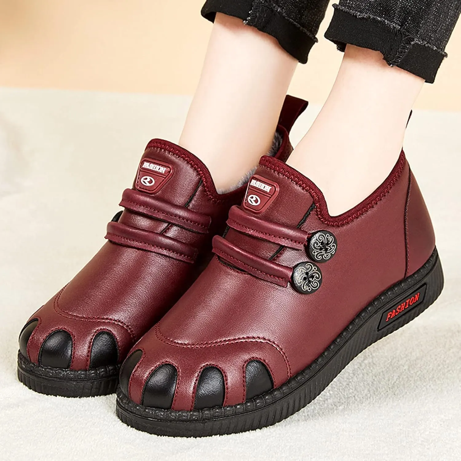 Womens Wide Snow Boots Waterproof Insulated Womens Winter Boots Fur Lined Slip ons Furry Winter Boots for Women Womens Rubber Ankle Boots Waterproof Botas Invierno Mujer Elegantes