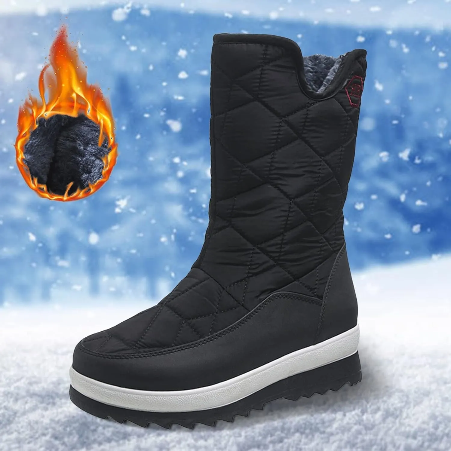 Women's Wide Width Waterproof Snow Boots Womens Winter Boots Wide Ankle Winter Shoes for Women Waterproof Snow Non Slip Boots for Snow and Ice Women Platform Ankle Winter Boots for Women