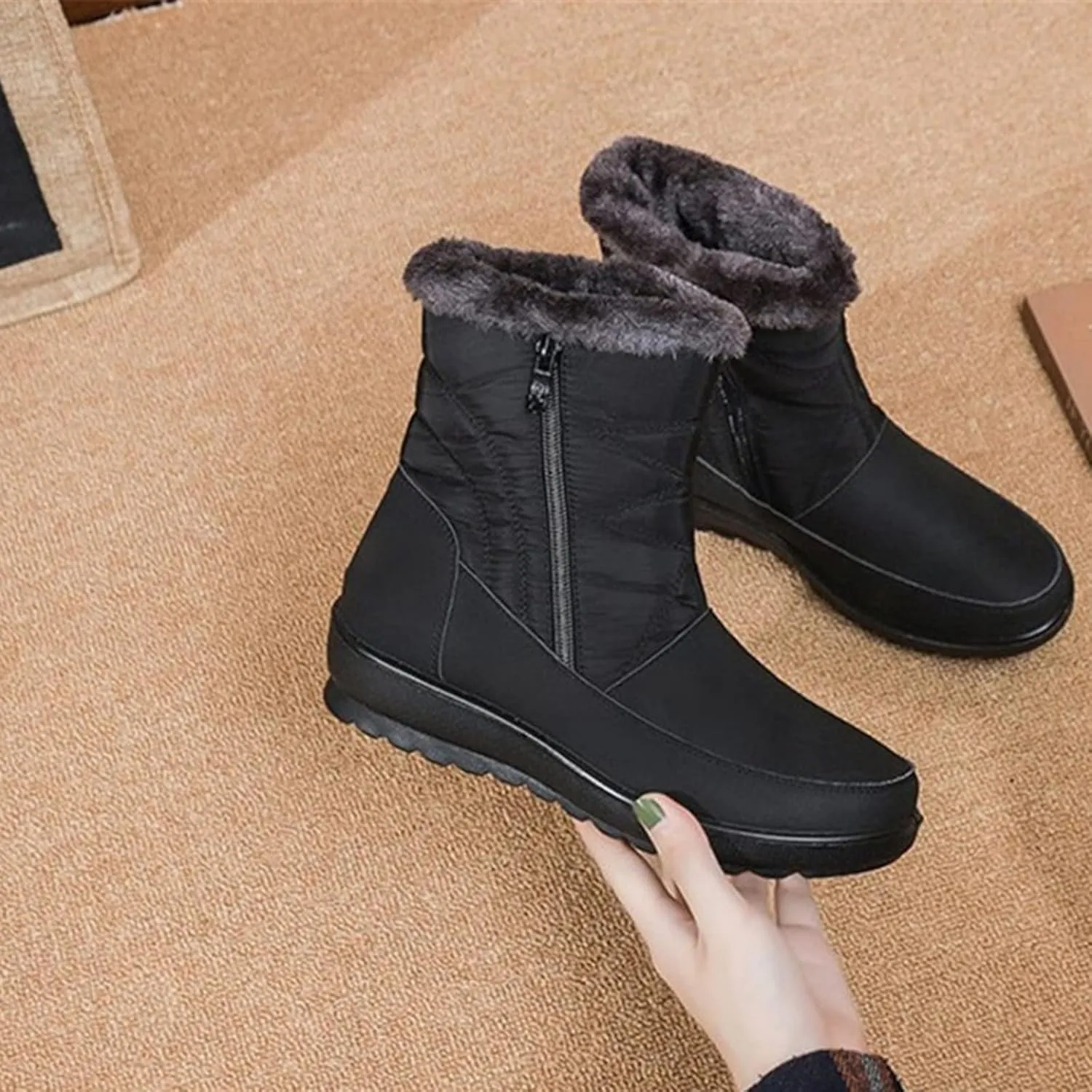 Women's Winter Warm Back Lace Up Snow Boots Womens Knee High Boots Winter Fashion 11.5 Womens Size 10 1/2 Wide Winter Boots Pink Winter Boots for Women Heels Boots for Women Winter Cute