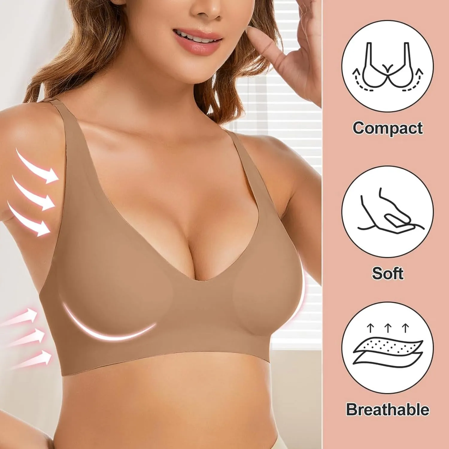 Women's Wirefree Full-Coverage Bras Everyday Seamless Padded Lace Breathable Bra Bralettes