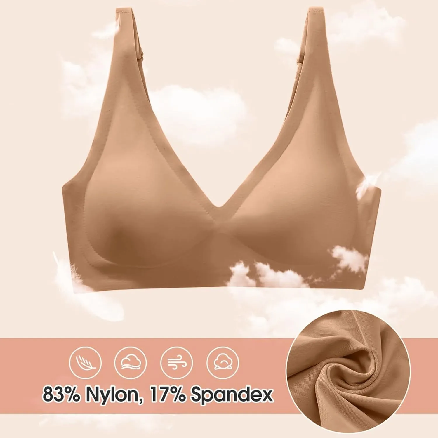 Women's Wirefree Full-Coverage Bras Everyday Seamless Padded Lace Breathable Bra Bralettes