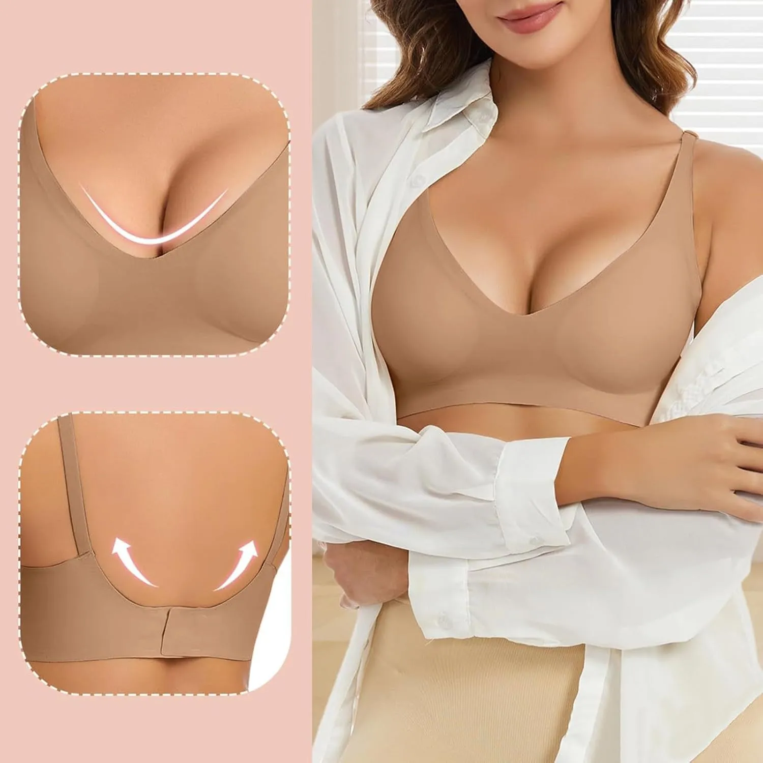 Women's Wirefree Full-Coverage Bras Everyday Seamless Padded Lace Breathable Bra Bralettes