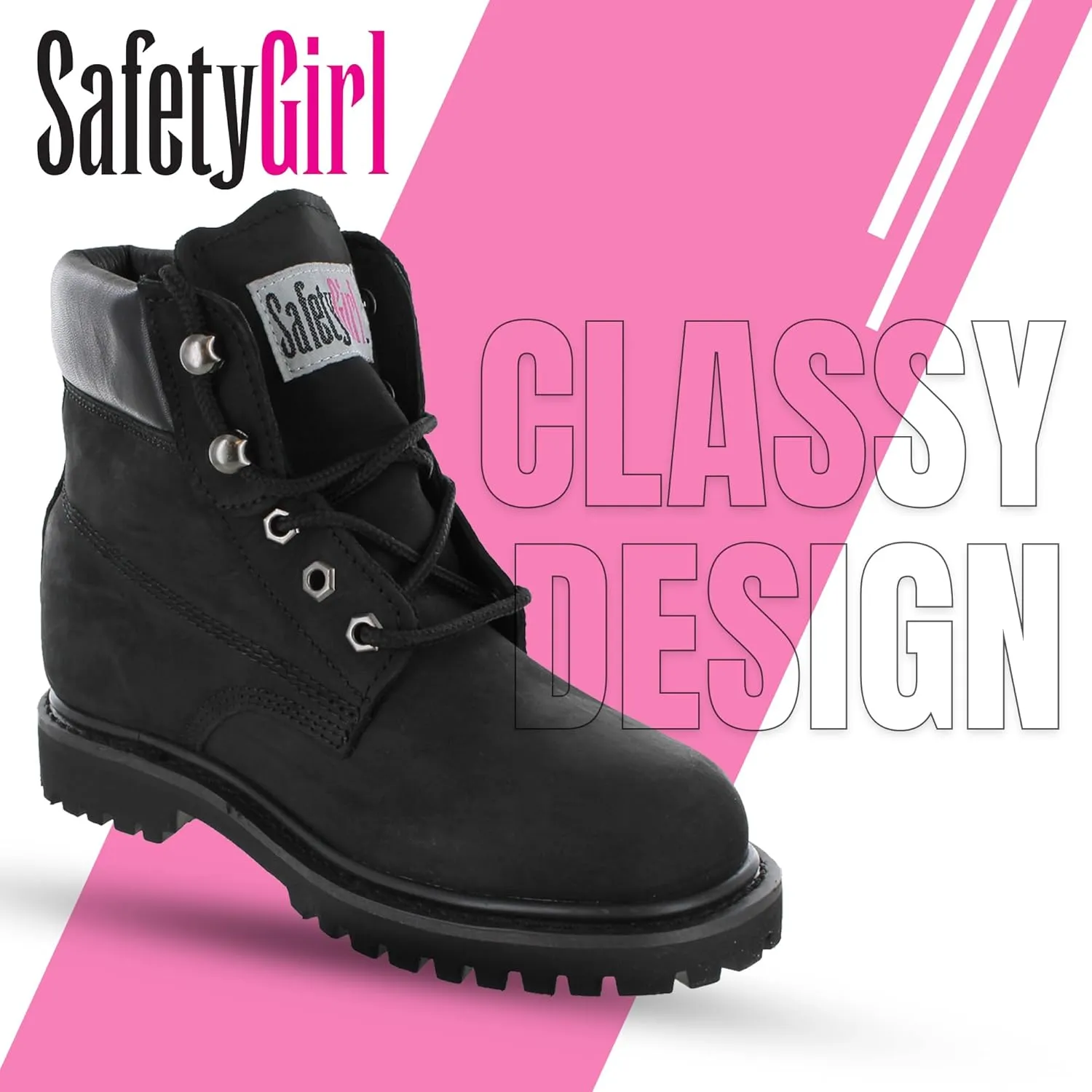 Womens Work Boots | Waterproof Leather Work Boots for Women | Oil & Slip-Resistant Soft Toe Boots for Women | Premium Nubuck Leather | Lightweight and Comfortable | Black Leather - 8M