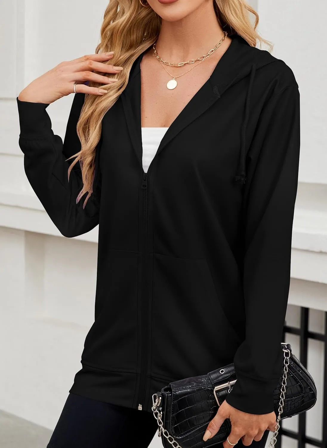 Women's Zip Up Hoodies Long Sleeve Sweatshirts Fall Outfits Casual Oversized Full Zip Hooded Jacket 2025 Fashion
