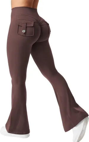YEOREO CoreFlex Flare Leggings with Pockets for Women Scrunch Workout Leggings Butt Lifting Gym Yoga Pants