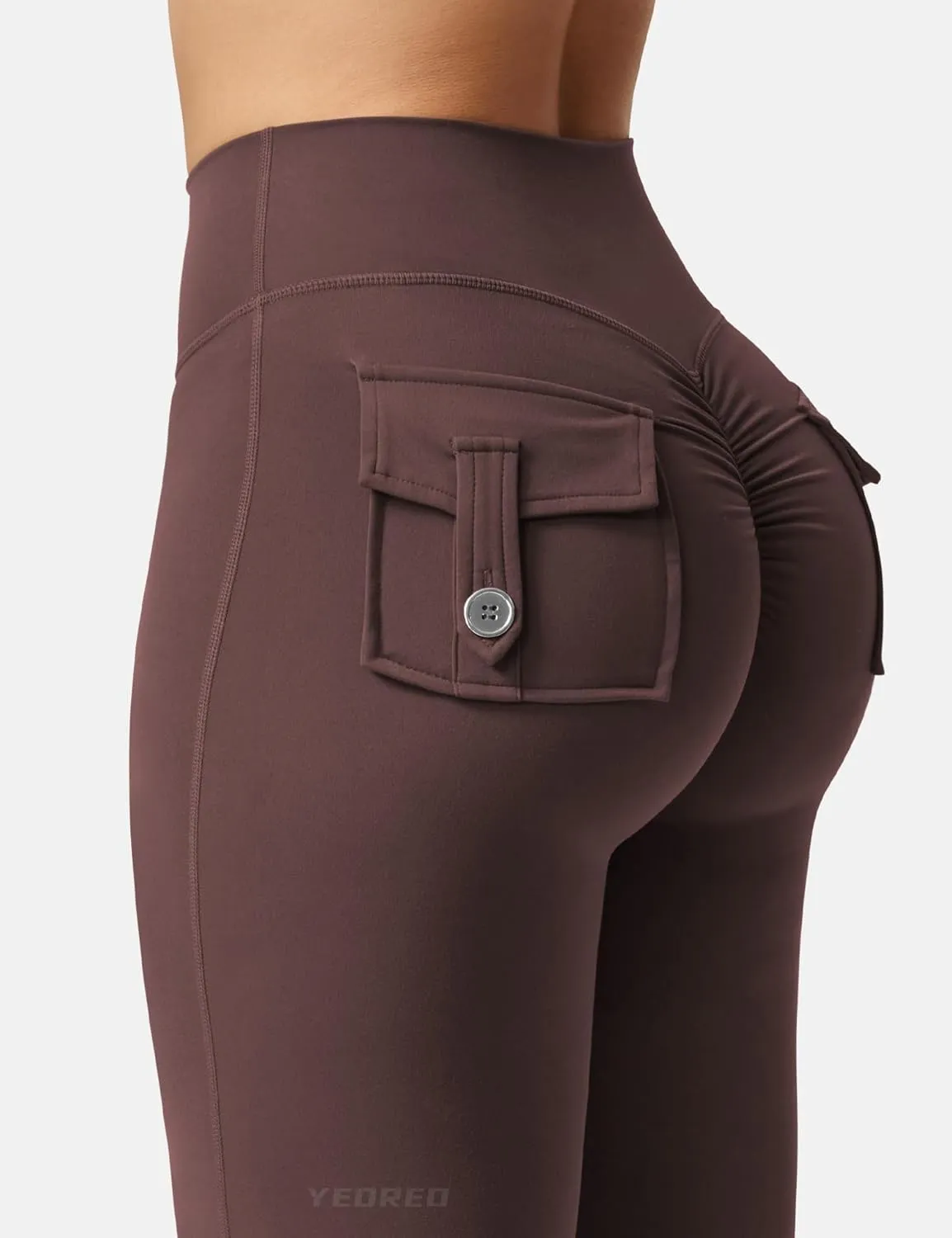 YEOREO CoreFlex Flare Leggings with Pockets for Women Scrunch Workout Leggings Butt Lifting Gym Yoga Pants
