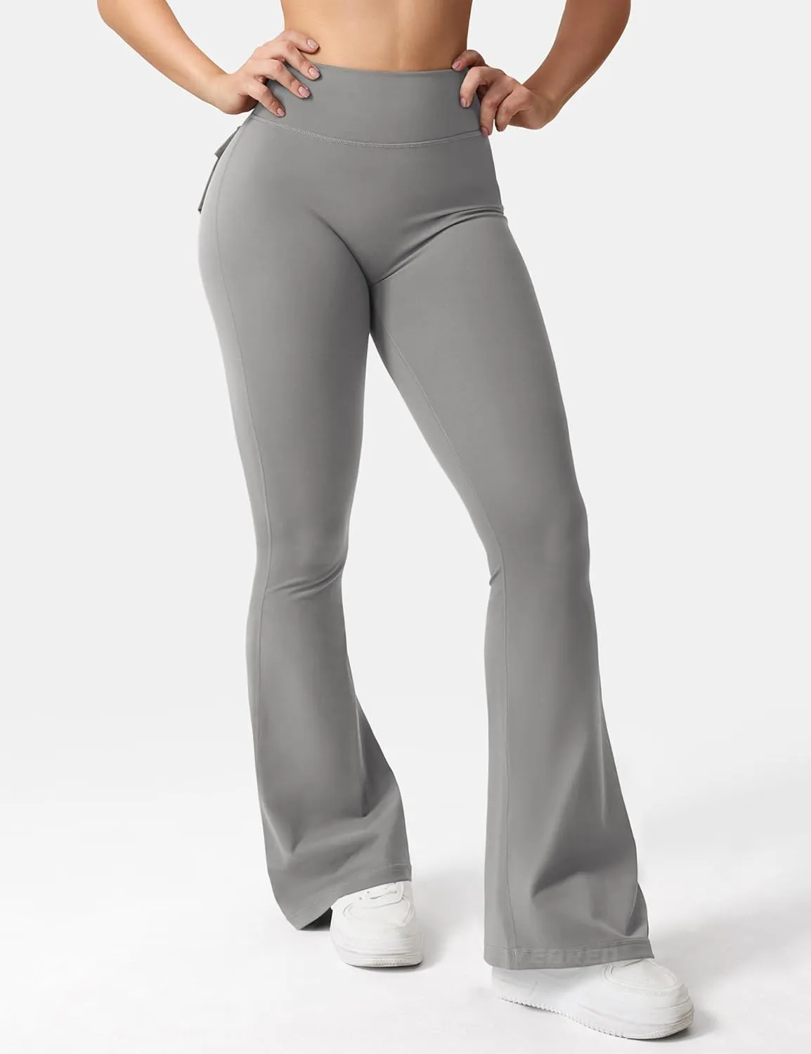 YEOREO CoreFlex Flare Leggings with Pockets for Women Scrunch Workout Leggings Butt Lifting Gym Yoga Pants