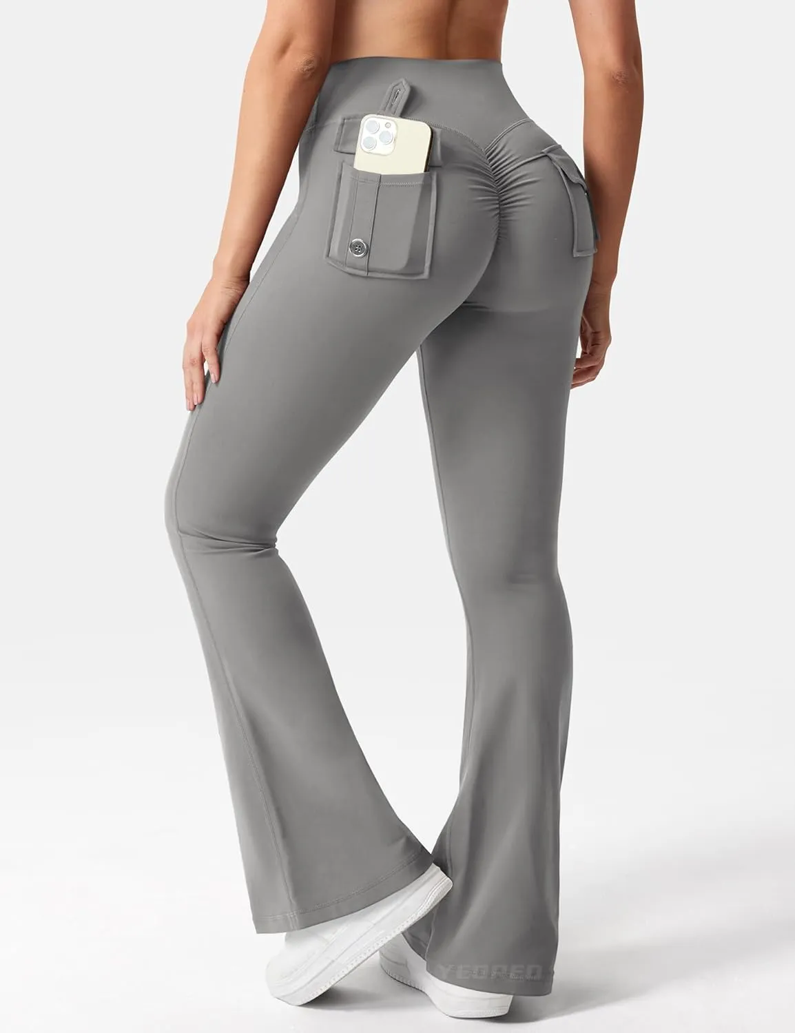 YEOREO CoreFlex Flare Leggings with Pockets for Women Scrunch Workout Leggings Butt Lifting Gym Yoga Pants