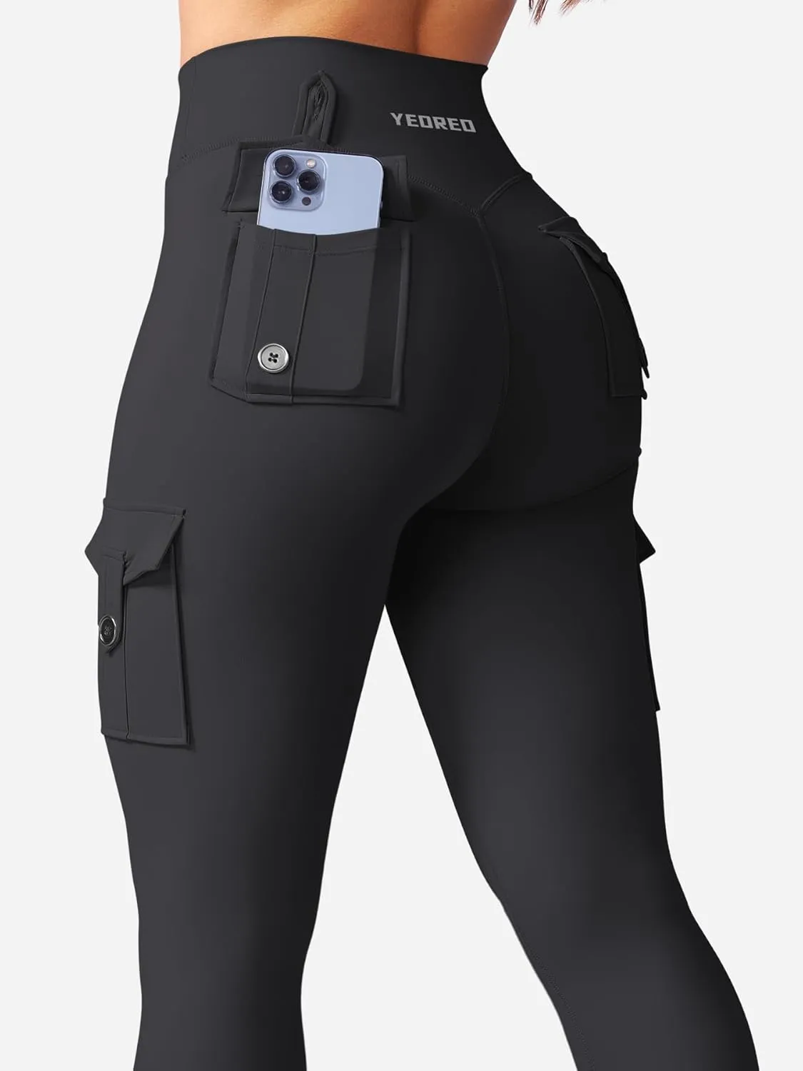 YEOREO CoreFlex Workout Cargo Leggings with Pockets for Women Hidden Scrunch Butt Lifting Leggings Gym Yoga Pants