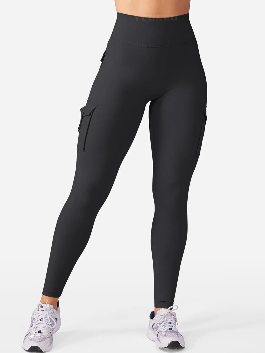 YEOREO CoreFlex Workout Cargo Leggings with Pockets for Women Hidden Scrunch Butt Lifting Leggings Gym Yoga Pants
