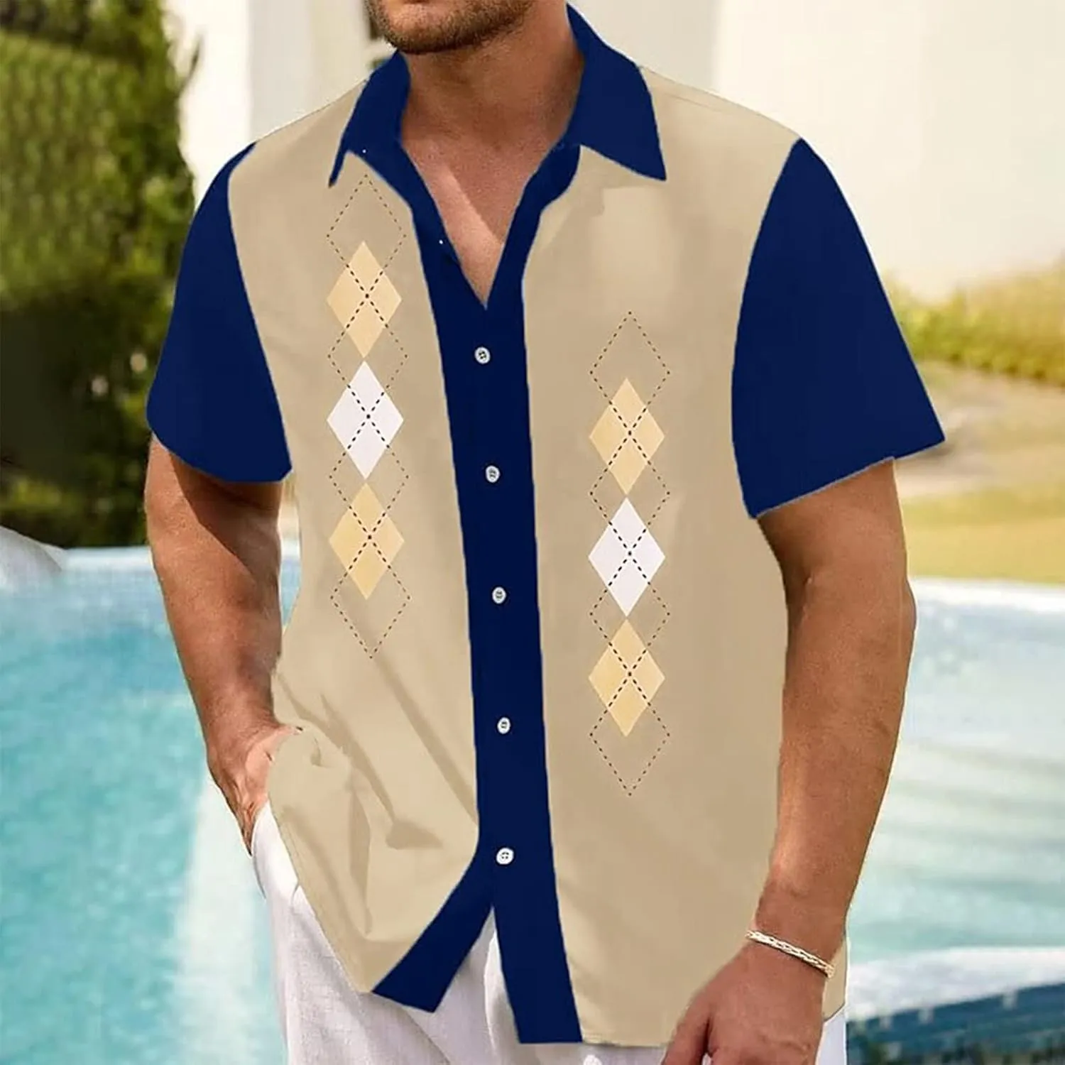 Ymosrh Men's Casual Button-Down Shirts Cotton Linen Solid Color Short Sleeve Shirts Loose Short Button Down Shirts, M-4XL