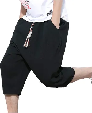 Ymosrh Men's Shorts Casual Solid Color Cotton Linen Lightweight Comfortable Casual Shorts Cropped Pants Shorts, M-5XL