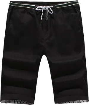 Ymosrh Men's Shorts Loose Shorts Solid Color Color-Blocking Fashion Casual Straight Five-Point Pants Shorts Casual
