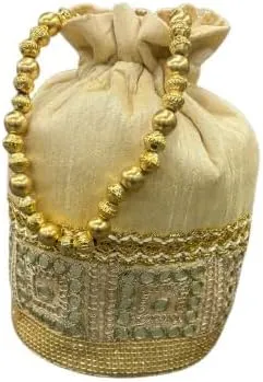 Zari Handmade Wedding Potli Bag with Amazing Design Handcraft Potli Bag | Embroidery Handbag| Handmade Partywear Bags for Women Pouches.