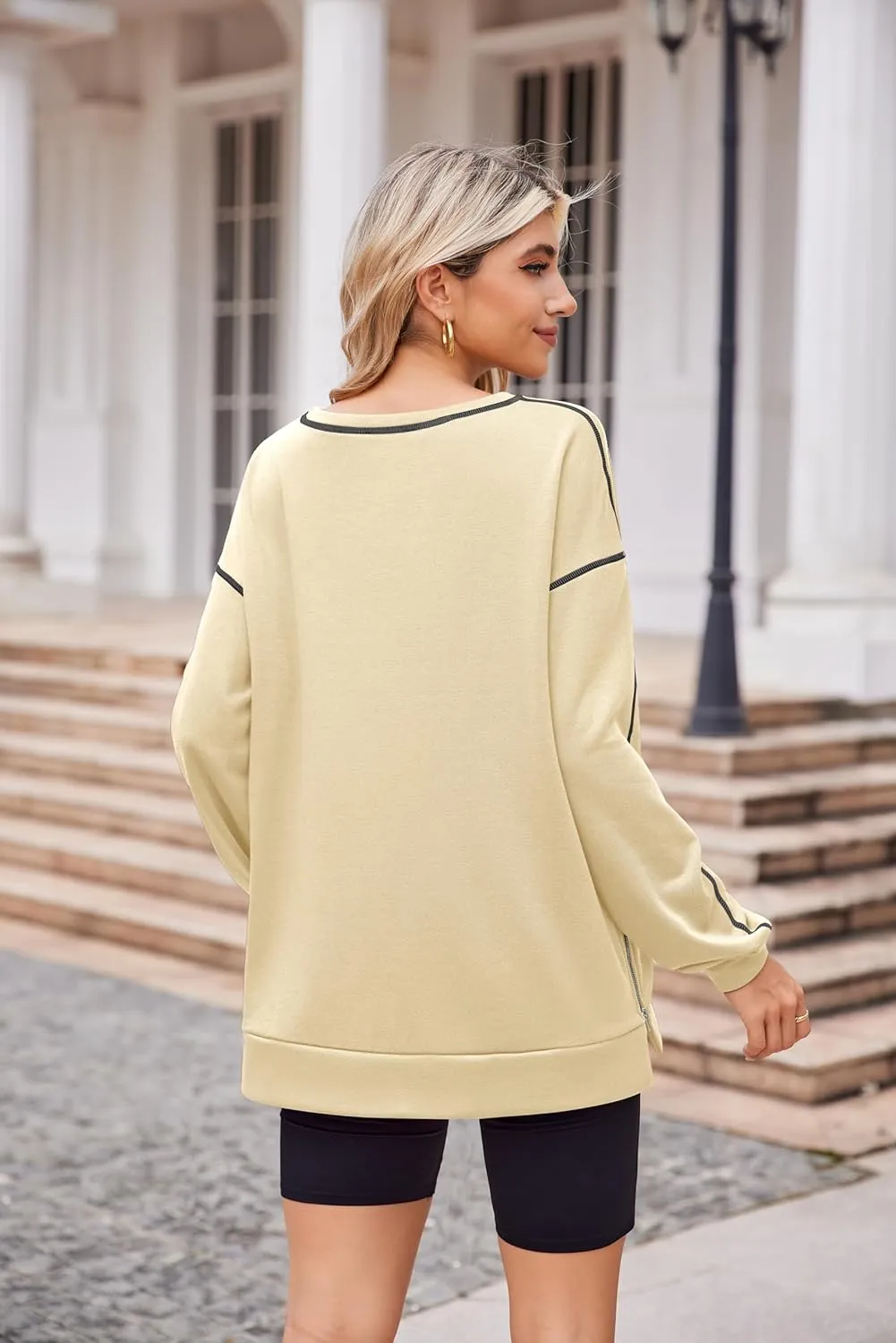 Zeagoo Womens Tops Long Sleeve Lightweight Shirts 2025 Spring Fashion Trendy Tops Crewneck Casual Sweatshirt
