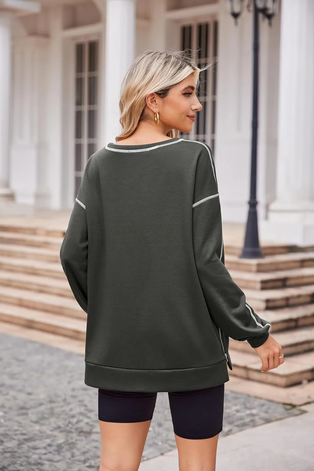 Zeagoo Womens Tops Long Sleeve Lightweight Shirts 2025 Spring Fashion Trendy Tops Crewneck Casual Sweatshirt