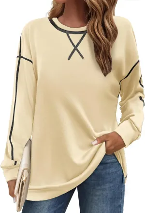 Zeagoo Womens Tops Long Sleeve Lightweight Shirts 2025 Spring Fashion Trendy Tops Crewneck Casual Sweatshirt