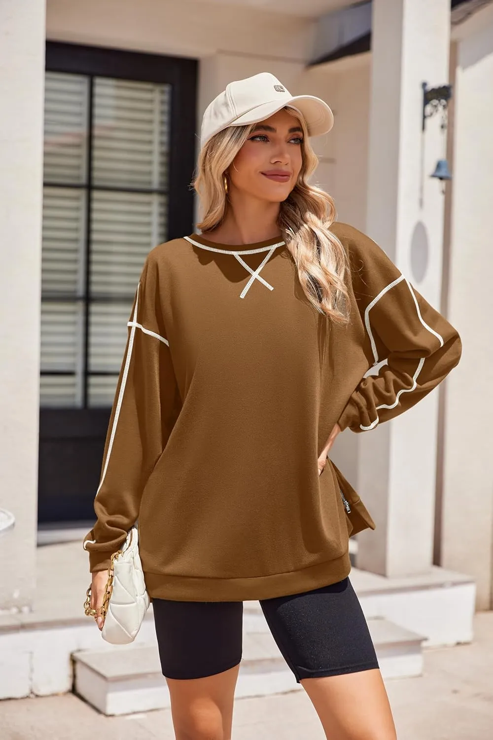 Zeagoo Womens Tops Long Sleeve Lightweight Shirts 2025 Spring Fashion Trendy Tops Crewneck Casual Sweatshirt