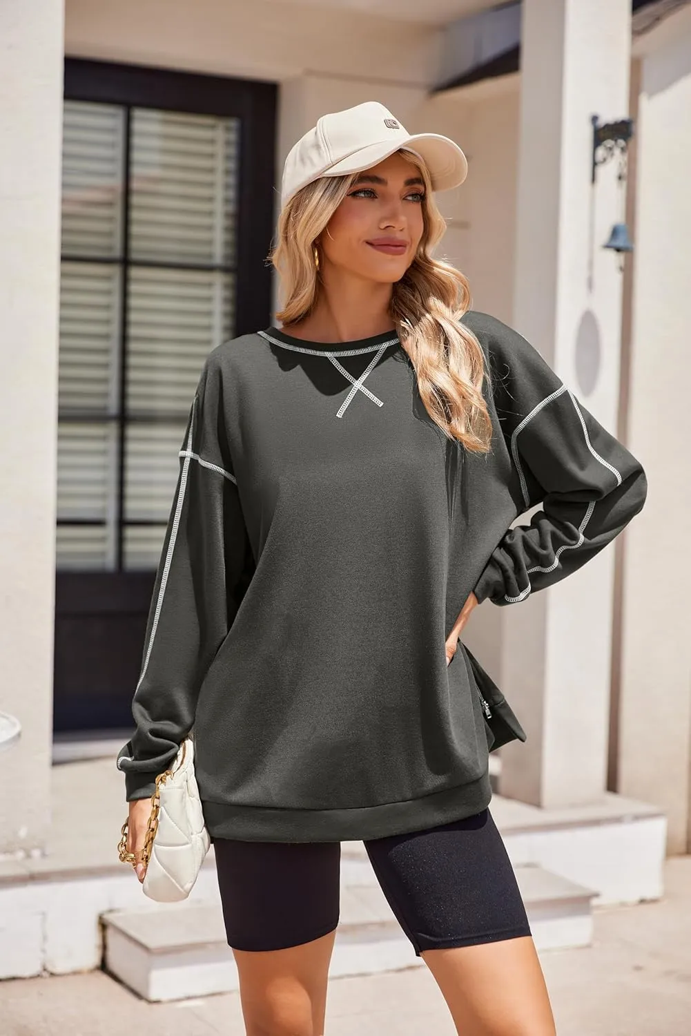 Zeagoo Womens Tops Long Sleeve Lightweight Shirts 2025 Spring Fashion Trendy Tops Crewneck Casual Sweatshirt
