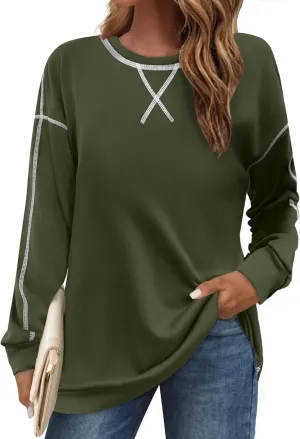 Zeagoo Womens Tops Long Sleeve Lightweight Shirts 2025 Spring Fashion Trendy Tops Crewneck Casual Sweatshirt