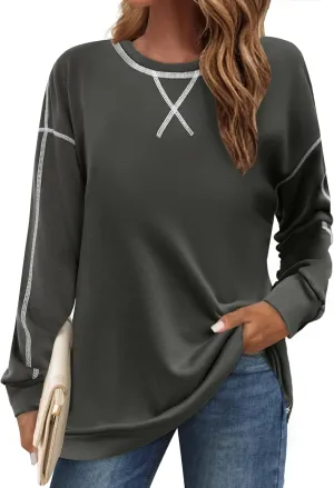 Zeagoo Womens Tops Long Sleeve Lightweight Shirts 2025 Spring Fashion Trendy Tops Crewneck Casual Sweatshirt