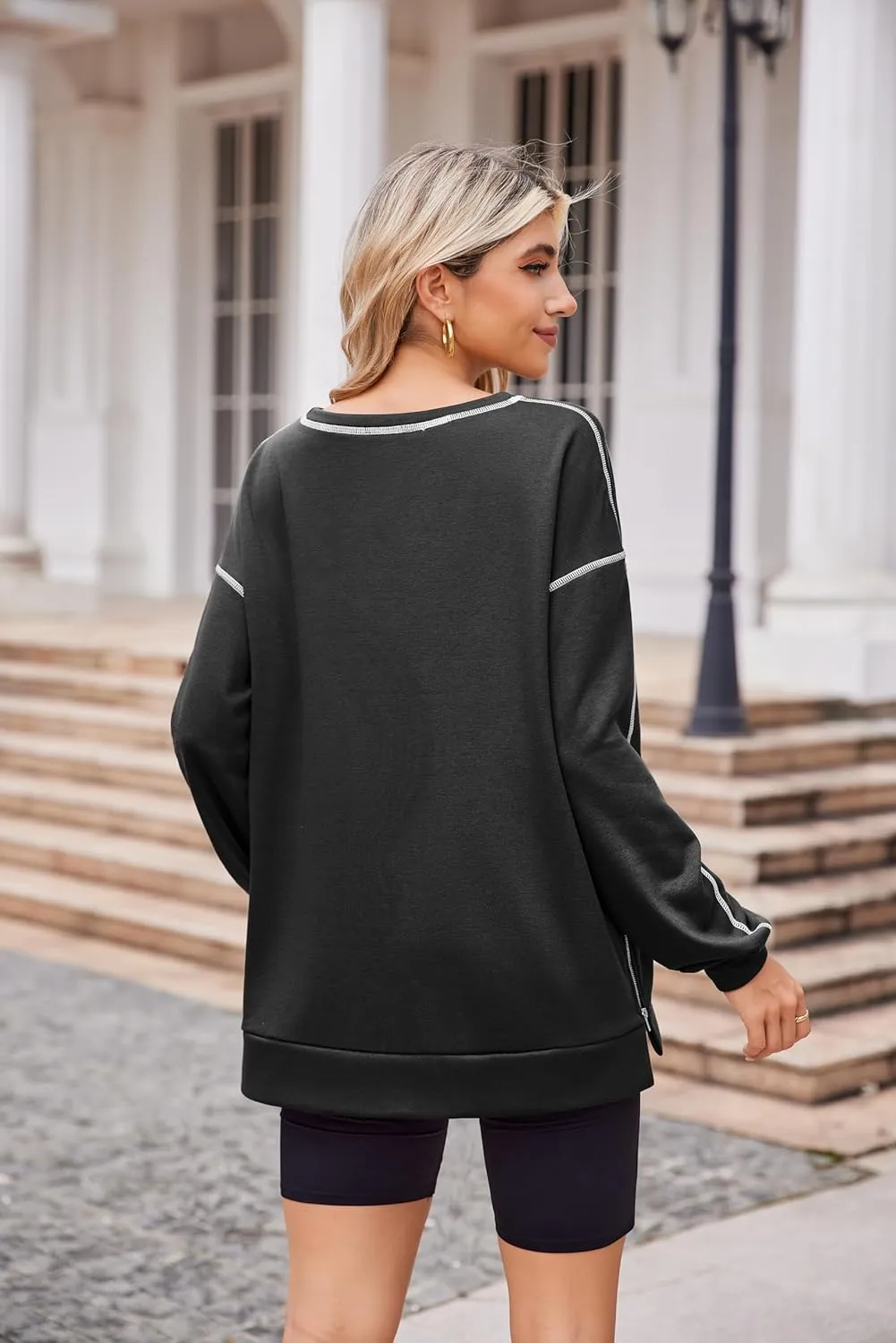 Zeagoo Womens Tops Long Sleeve Lightweight Shirts 2025 Spring Fashion Trendy Tops Crewneck Casual Sweatshirt